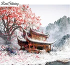 Круглая мозаичная картина, японские цветы сакуры, пейзаж, алмазная вышивка, полноразмерная алмазная вышивка сделай сам, вышивка крестиком FS5406