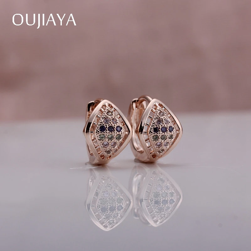 Круглые серьги OUJIAYA из розового золота 585 пробы с инкрустацией микрофианита |