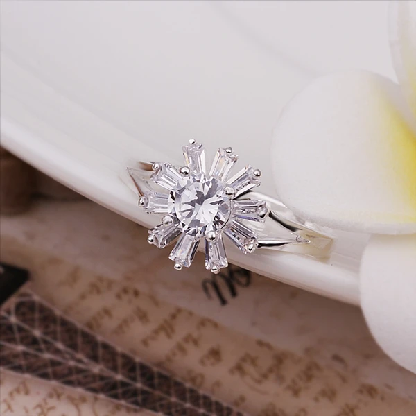 Горячие продажи exo посеребренные кольца инкрустированные камнем фейерверк