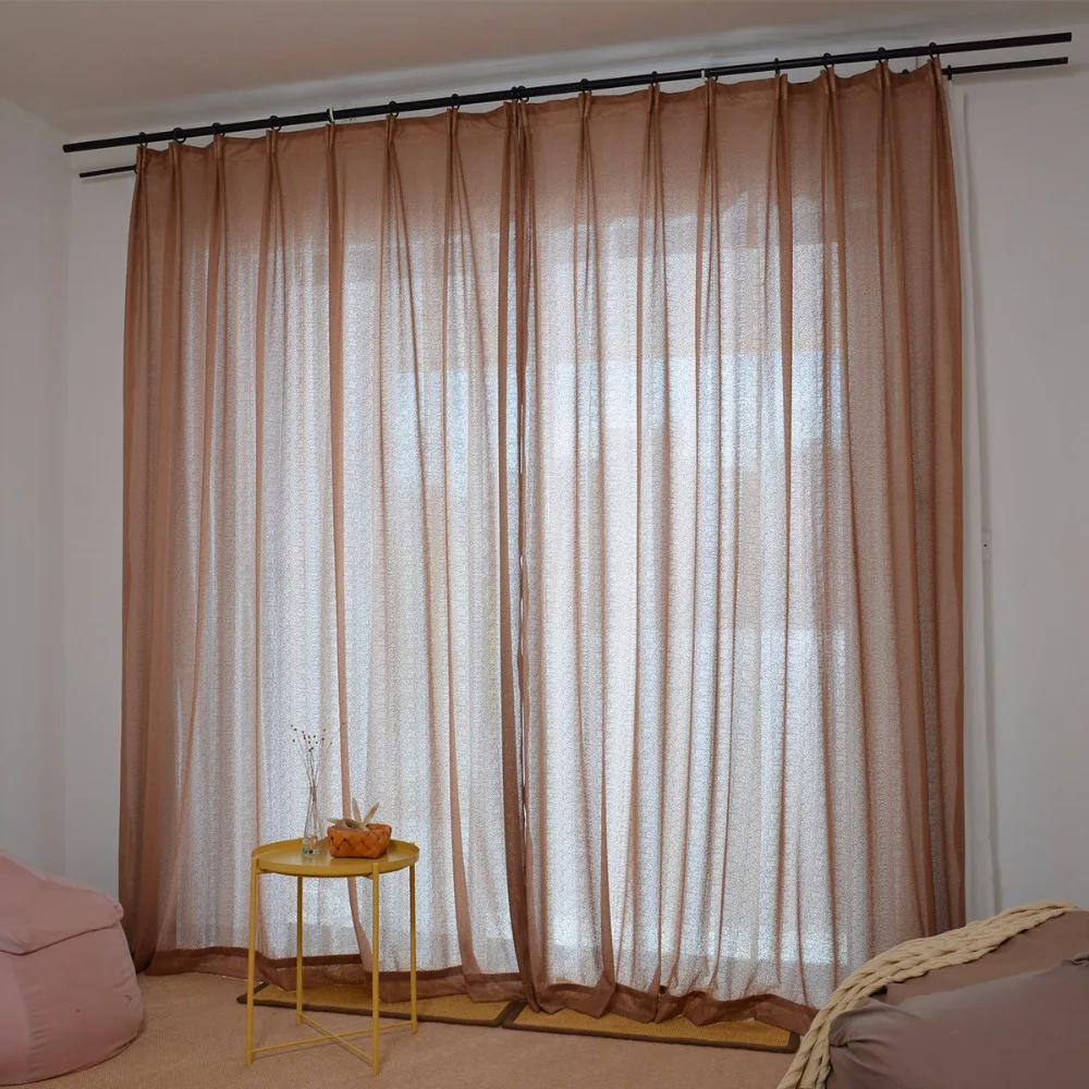 

Thicken 4 Colors Elegant Chocolate Tulle Sheer Curtain for Bedroom Luxury Coffee Semi Blackout Living Room Window Decor Salon