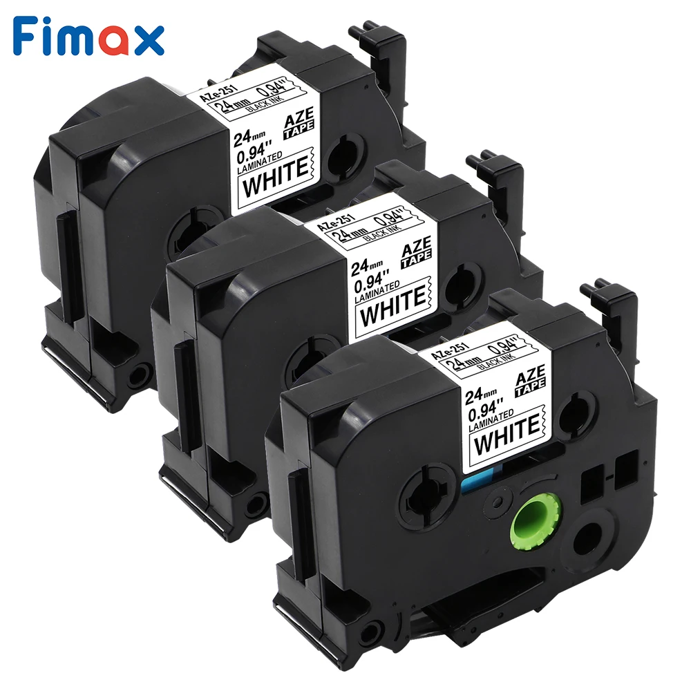 3 упаковки Fimax TZe251 совместимая с Brother P touch этикетка лента флейта Tze251 24 мм черная на