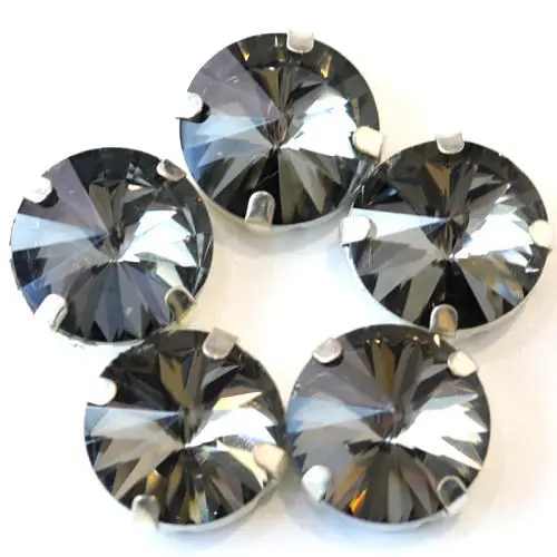 Black diamond 5 размеров красочные круглые Rivoli пришить стразы серебро коготь с украшением в виде кристаллов Стекло пришить коготь стразы для одежды аксессуары B0948 - Цвет: Black diamond