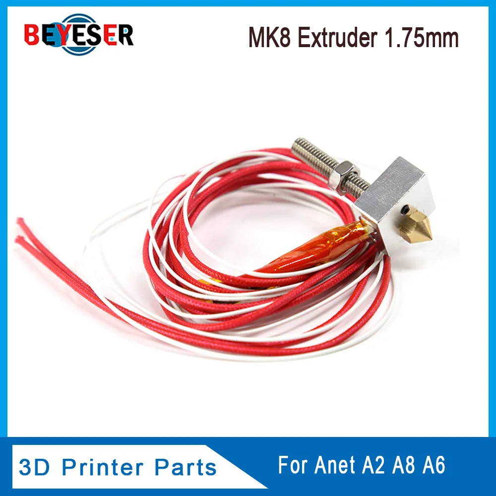 ANET A8/A6 MK7/MK8 экструдер Hotend комплект с M2 гаечным ключом 3d принтер блок с подогревом+ горло+ 1,75 мм/0,4 мм Насадка+ картридж нагреватель комплект 2
