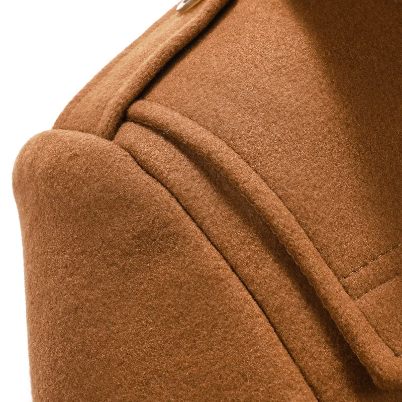 Мужское зимнее однобортное пальто хорошего качества с двойным