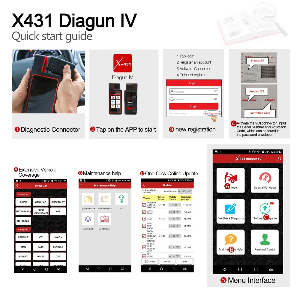 LAUNCH X431 Diagun IV Bluetooth/Wifi OBD2 Автомобильная полная система диагностический инструмент Многоязычный 2 года бесплатное обновление
