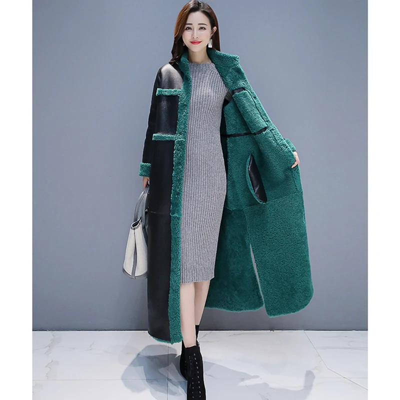 Женское пальто из меха ягненка зима 2020 новое модное длинное теплое больших