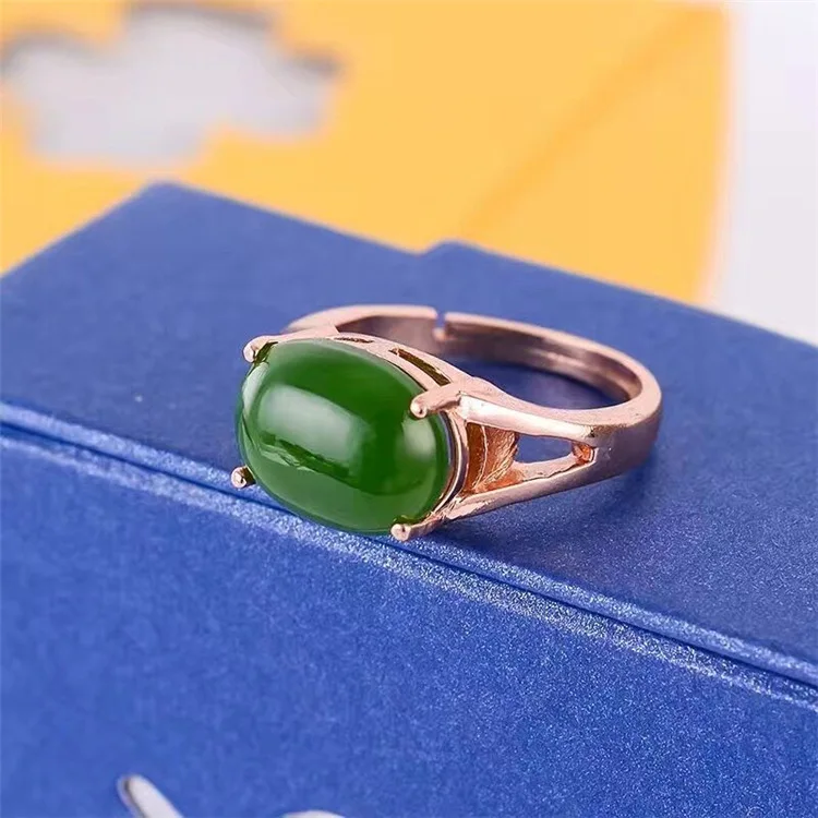 

KJJEAXCMY fine jewelry 925 Pure silver inlay natural jasper female ring jewelry gemstone simple plant foliage inlay diamond kji