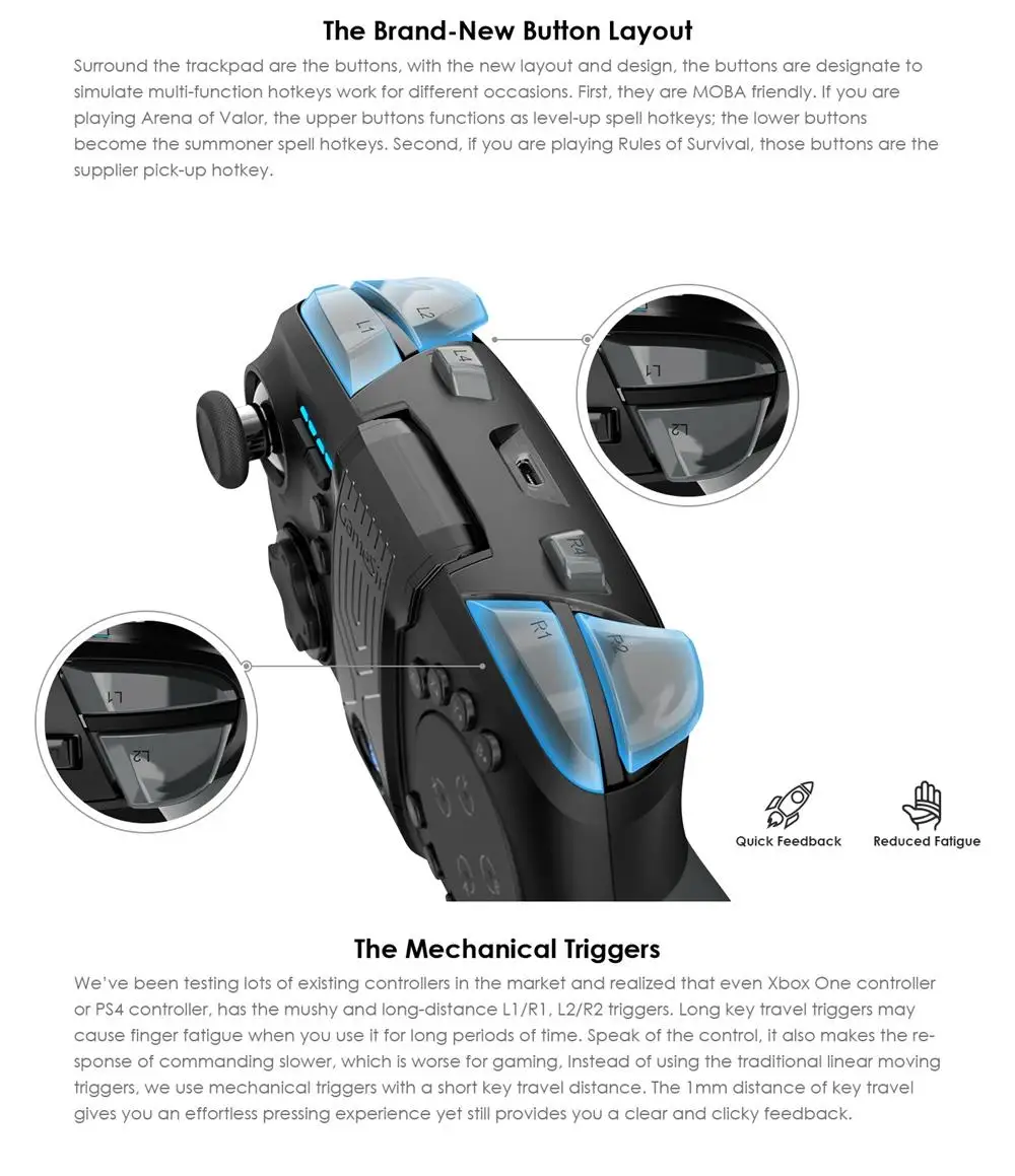 GameSir G5 Bluetooth 5,0 геймпад pubg мобильный контроллер беспроводной трекпад тачпад с кронштейном джойстик для Android fortnite