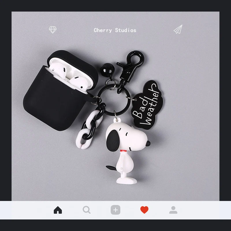 Милый брелок для ключей из мультфильма "Charlie коричневая собака", силиконовый защитный чехол для наушников для Airpods 1, 2, аксессуары, чехол, сумка, коробка - Цвет: 3