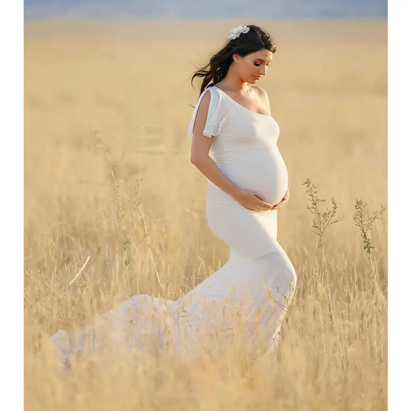 

Sloping Collar Maternity Photography Props Maternity Dresses For Photo Shoot Pregnancy Dress Photography Maxi Dresses Gown