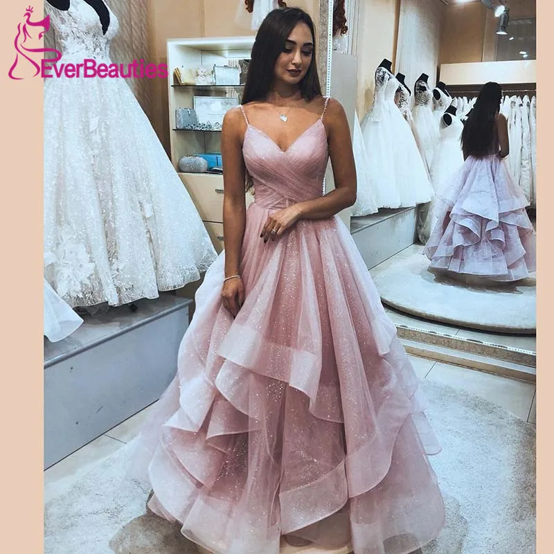 as pic Robe De Soiree, вечернее платье, длинное,, Блестящий тюль, открытая спина, элегантное, официальное платье, на тонких бретелях, vestido de festa Abiye - Цвет: as pic