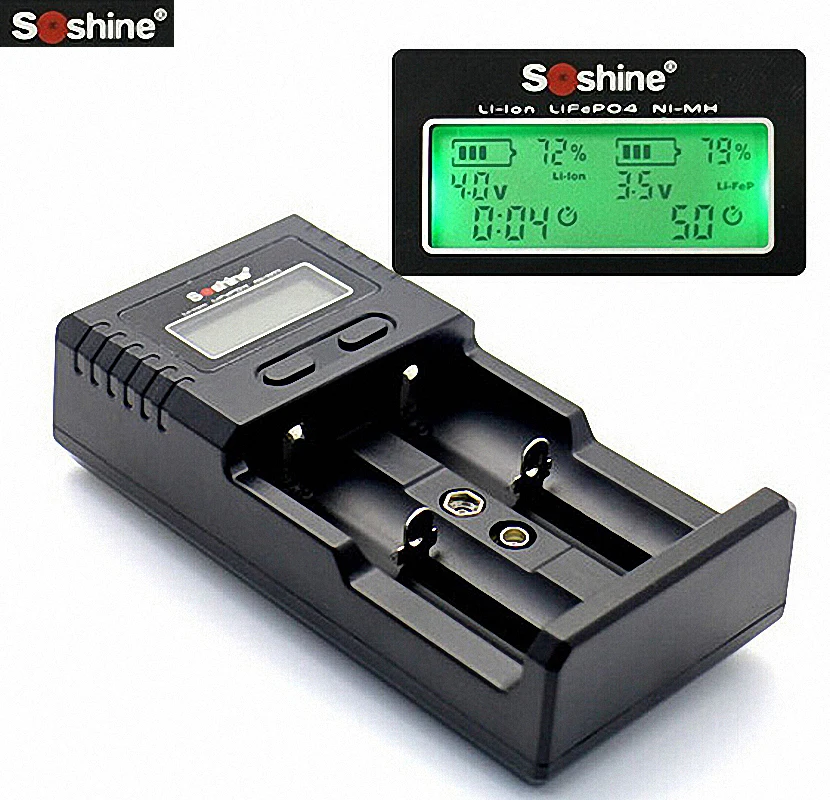 Soshine H2 18650 Батарея Зарядное устройство ЖК дисплей Дисплей стены для автомобиля с