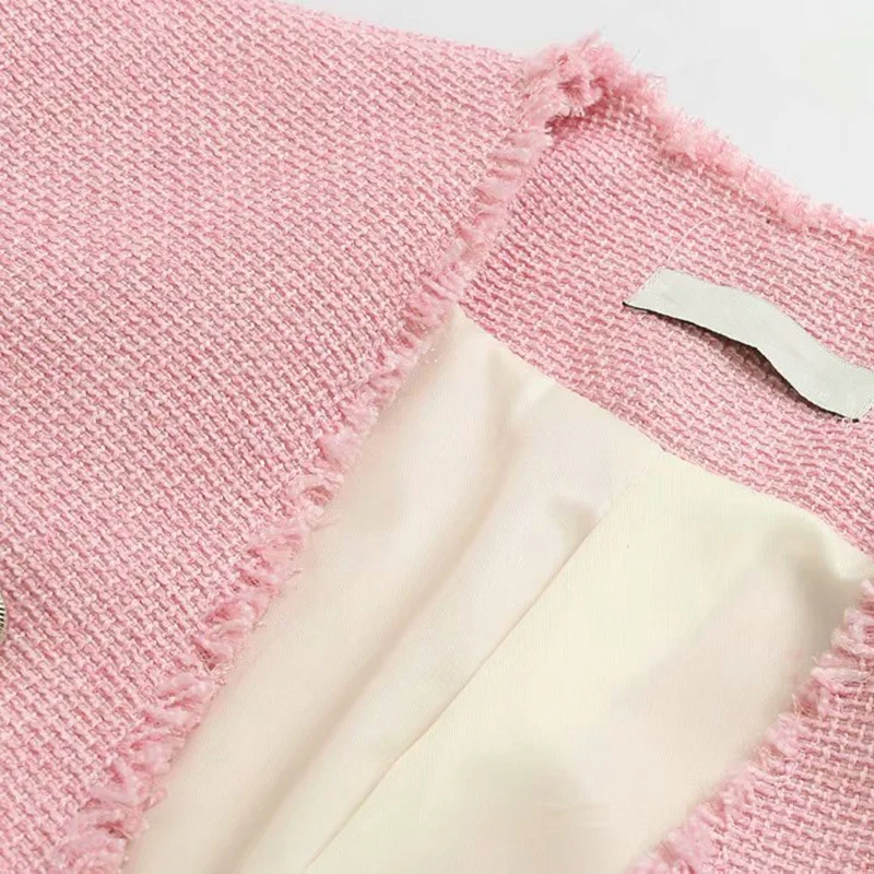 Винтажная стильная двубортная твидовая куртка с бахромой пальто для женщин 2019