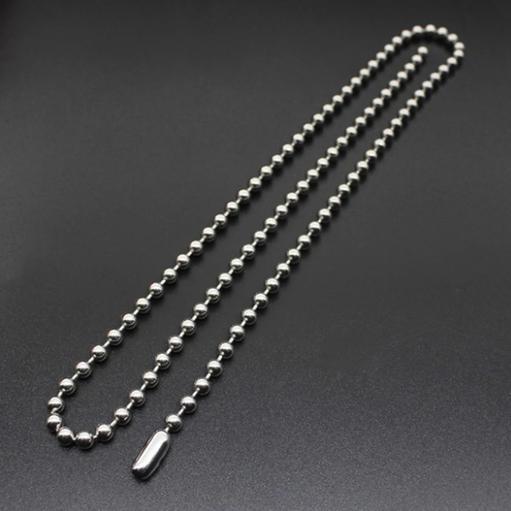 Цепь из серебряных шариков длинный Соединительный застежка нержавеющей стали