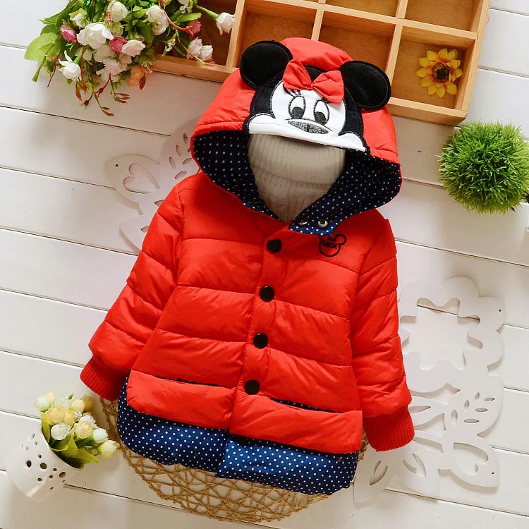 New Fashion Brand Children Girls Cute Coats Toddler Jacket Kids Winter Thick Warm Down Baby Cartoon Outwear Clothes - Цвет: red