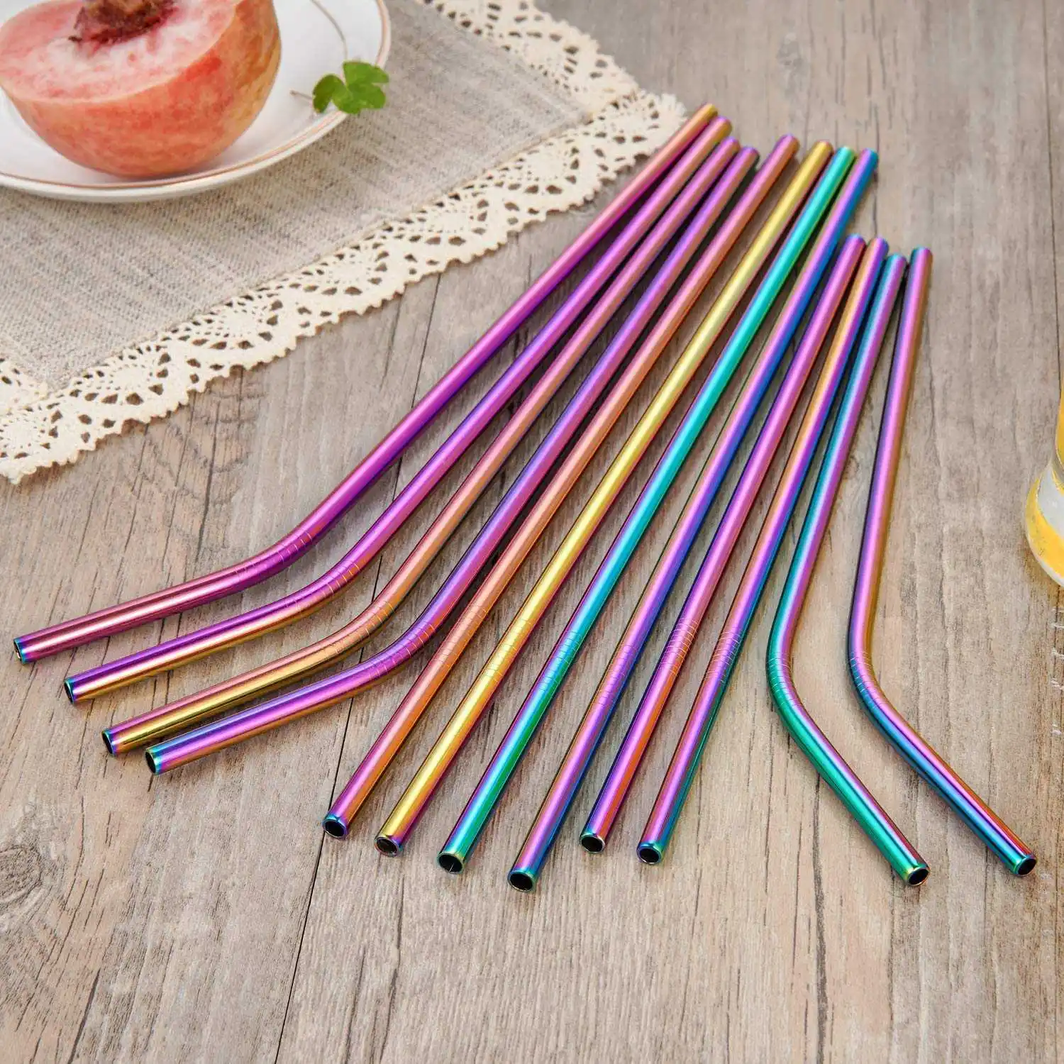 GVCD Multicolor Colorful Stainless Steel Straws 10.5 Inch 8.5 Reusable Rainbow Drinking For 30/20oz Tumbler Cold B | Дом и сад