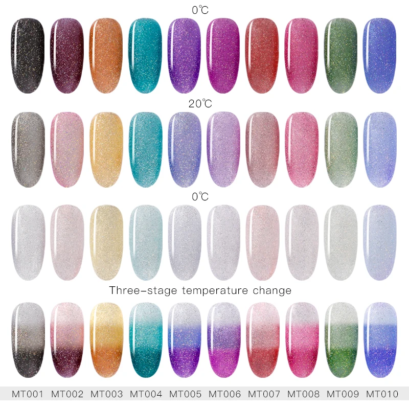 Mtssii 8 мл блеск Цвет верхнее покрытие Термальность изменение лак для ногтей Гель 3