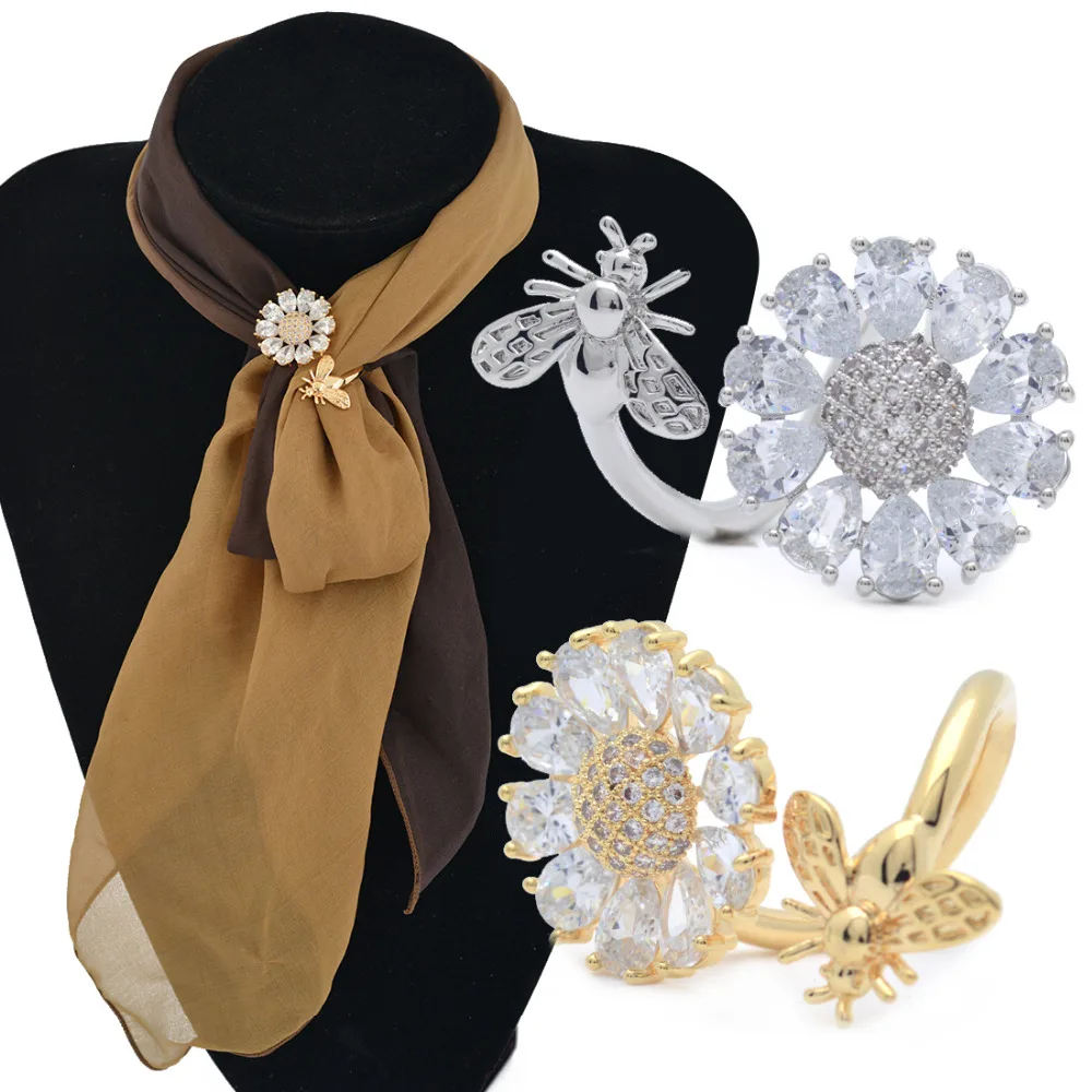 Jackstraw Высококачественная Милая модель пчелы шарф расшитый цирконами зажим с