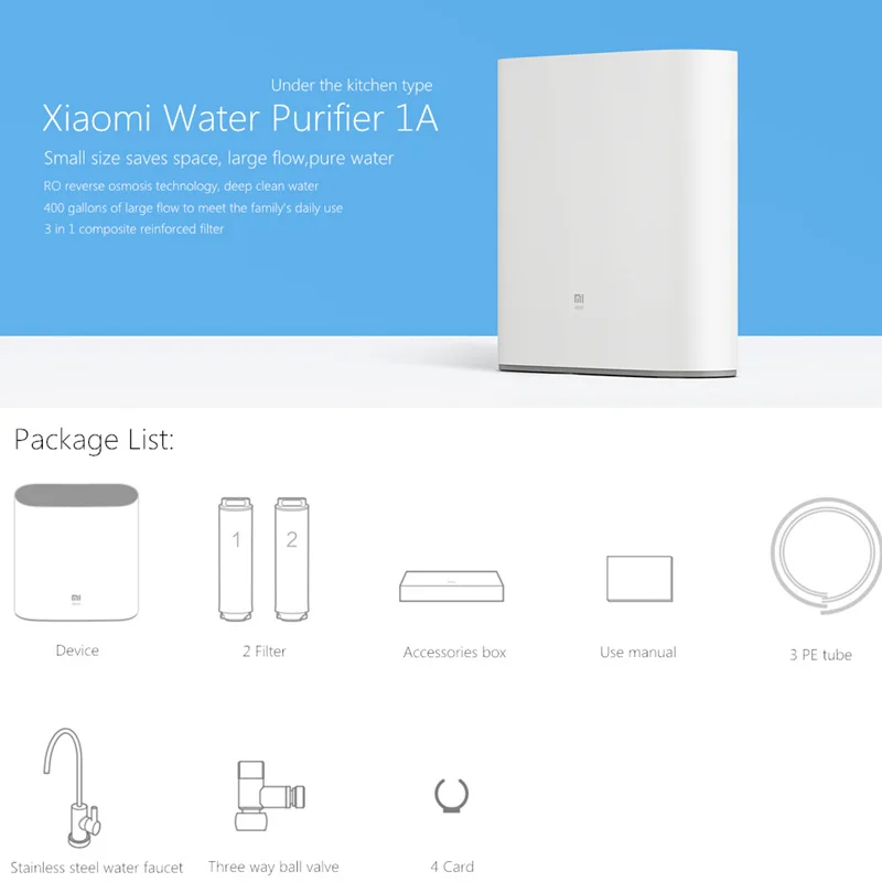 Оригинальный очиститель воды Xiaomi Mi 1 а с краном поддержка Wi Fi подключение к