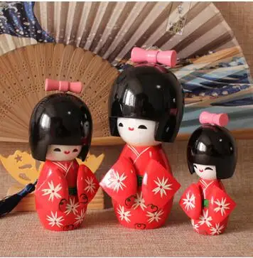 3 шт. новые милые японские розовые и красные деревянные куклы Kokeshi ручной работы для девочек 12 см 10 см 8 см