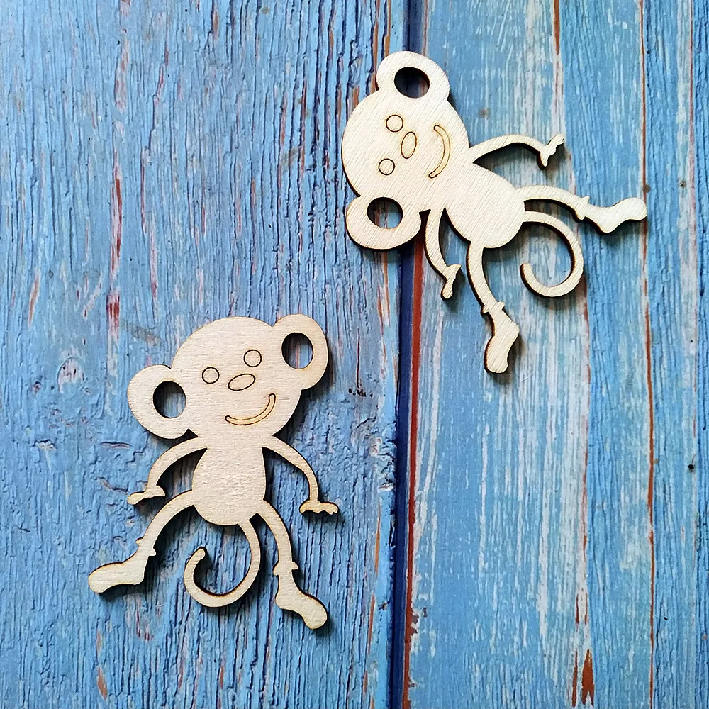 

10 шт. деревянные украшения в форме обезьяны, вырезы для рукоделия, декупаж подарков для детей, товары для рукоделия, Подарочные бирки, украше...