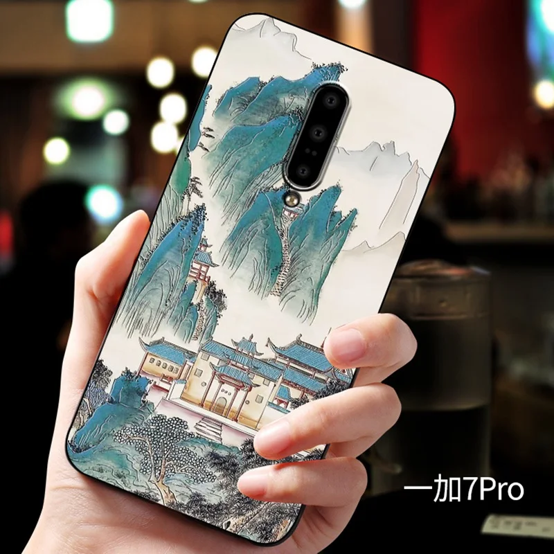 Тисненый винтажный Чехол для Oneplus 7 Pro чехол с китайскими чернилами из восточно