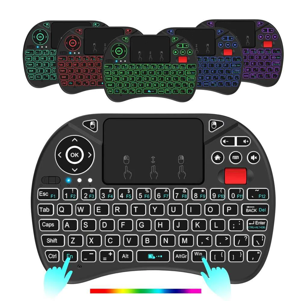 X8 RGB подсветка 2,4G мини беспроводная QWERTY клавиатура тачпад комбо с мультитач и колесо прокрутки