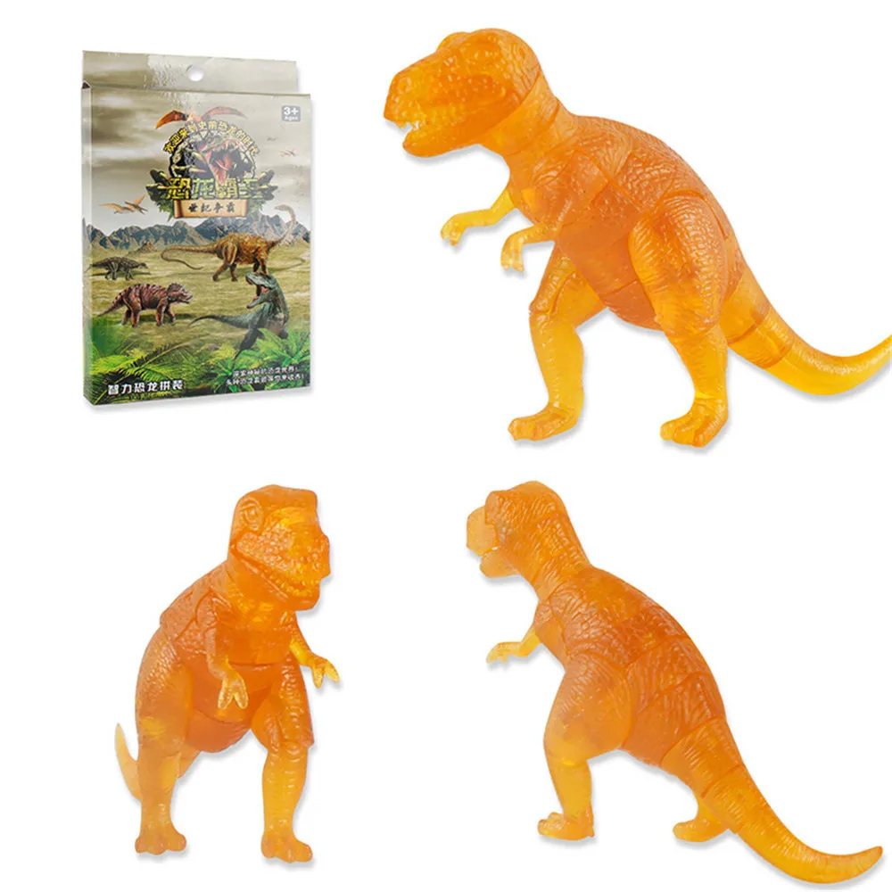 Orange Игрушка динозавр деформация 3D головоломка динозавр модель скелета фигурки Модель самодельный гаджет Блоки строительные игрушки подарок D300115 - Цвет: Orange