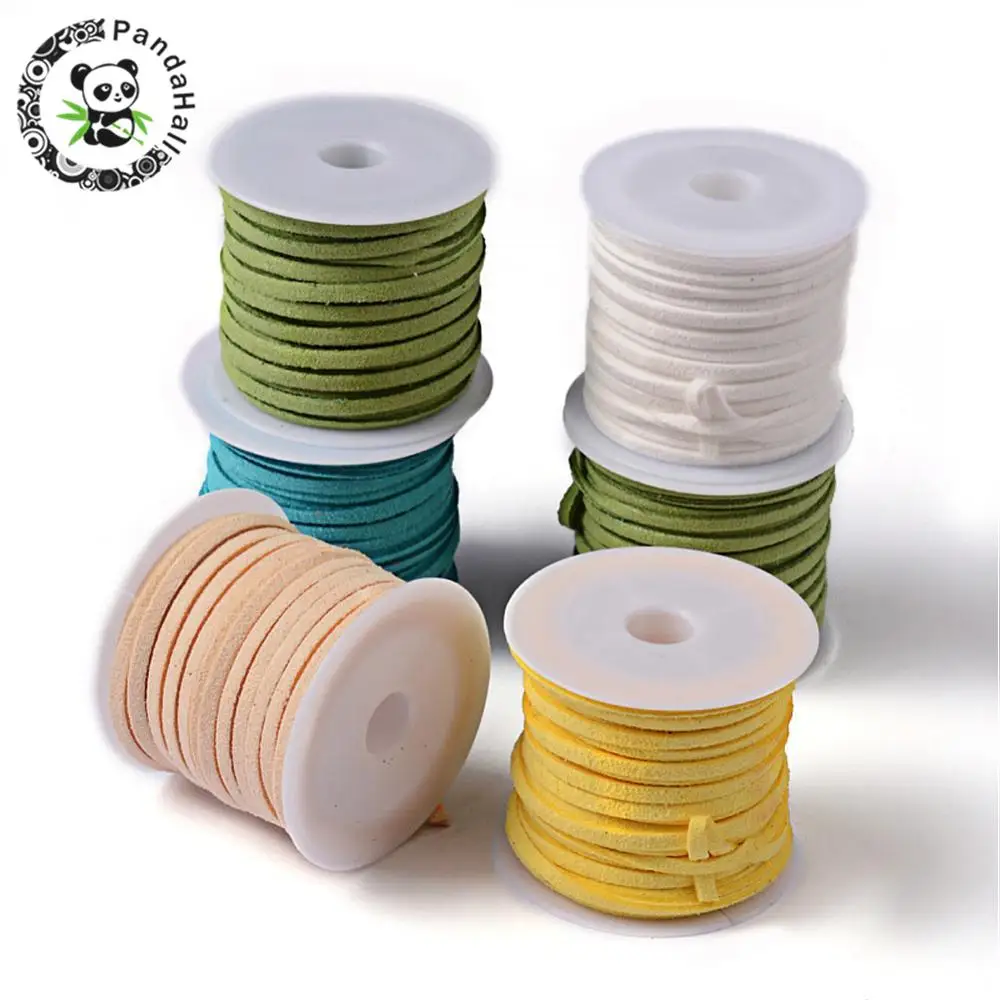 3x1,5 мм из искусственной замши Cord Jewelry findings бархат кожаный шнур для DIY Смешанные Цвет около 5 м/рулон, 25 рулонов/Лот