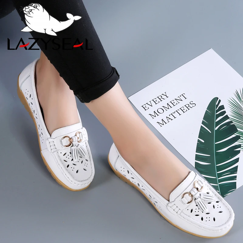 Женские ажурные туфли LazySeal натуральная перфорированная кожа с металлическим