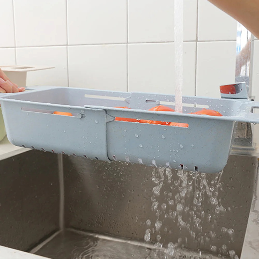 Корзина риса Выдвижная блюдо фильтр Регулируемая раковина растительного стока