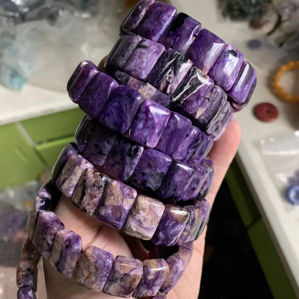 Charoite камень бусы браслет с природными камнями DIY ювелирные изделия для женщин в