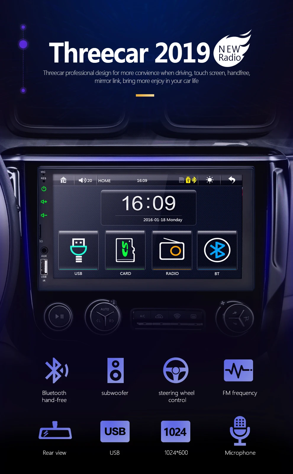 Автомагнитола 7049D HD " сенсорный экран стерео 2 Din Bluetooth FM SD USB Aux вход Зеркало Ссылка Android Mp5 плеер
