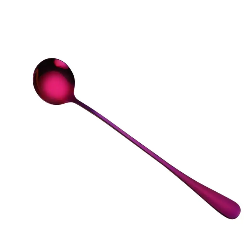 Purple Новинка, горячая новинка, 1 шт., 18,8*3,5 см, цветная ложка, ложка с длинной ручкой, столовые приборы, инструменты для кофе, питья, кухонный гаджет, ложка, Новинка - Цвет: Purple