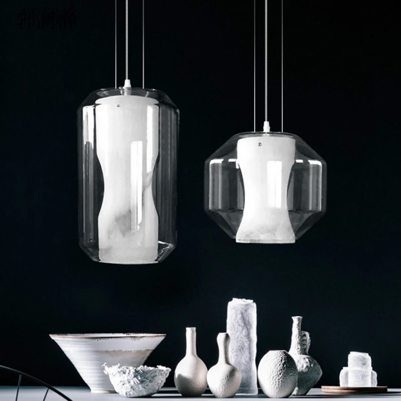 Скандинавская простая белая мраморная креативная Подвесная лампа с одной
