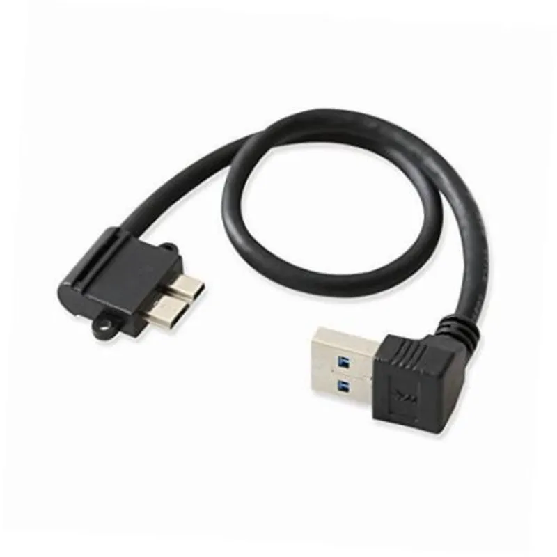 

25cm USB 3.0 A 90 degree Up angle male to Micro B male 90 degree left angle short Cable