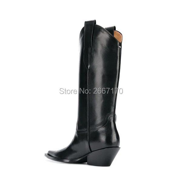 Обувь в западном стиле; bottes femme; Изящные слипоны на Кубинском каблуке; Потрясающие женские ковбойские ботинки из кожи с острым носком; цвет черный, белый, серебристый