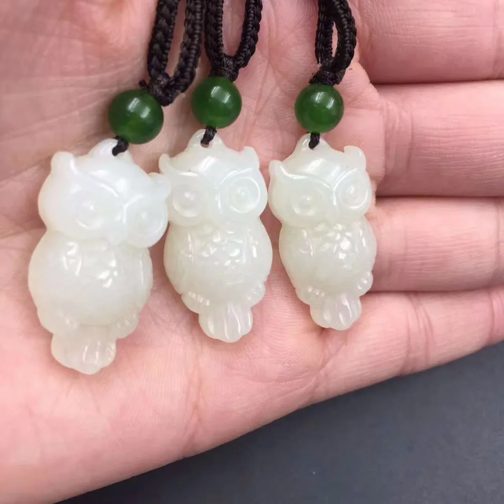 Exquisite and nephrite engraved wise Ming Wu Bu Xiang birds trumpet pendant 1996# | Украшения и аксессуары