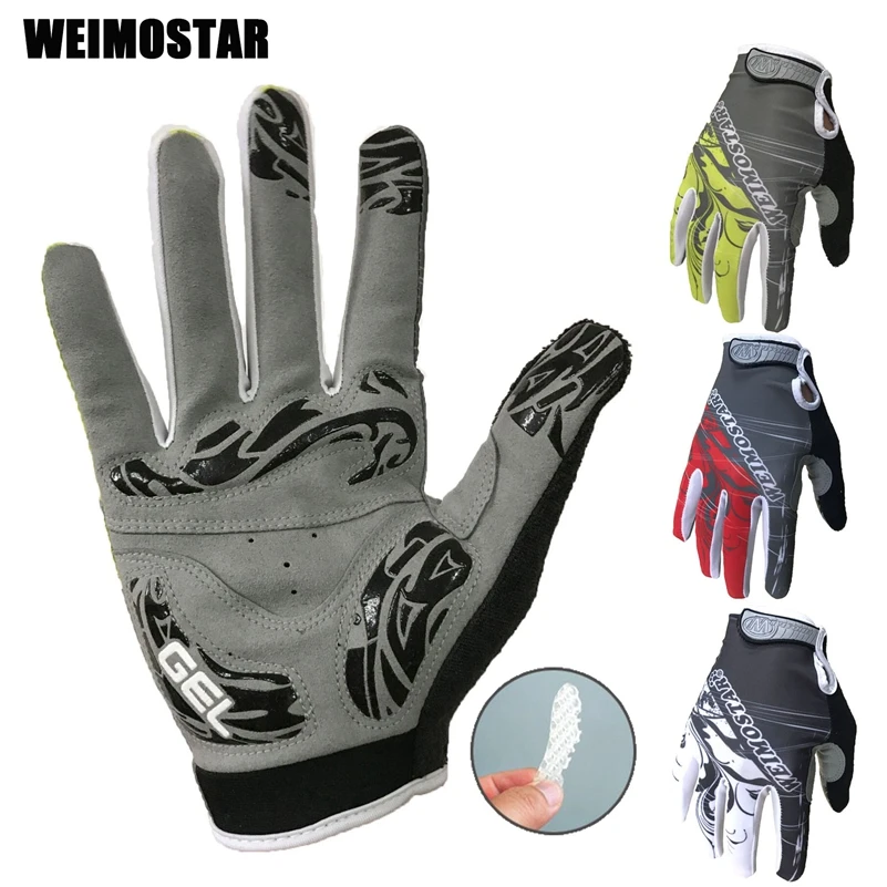 

Weimostar Cycling Gloves Shockproof Gel padded Bike Glove Men Bicycle Full Finger Gloves Women MTB Racing Gloves Brand White
