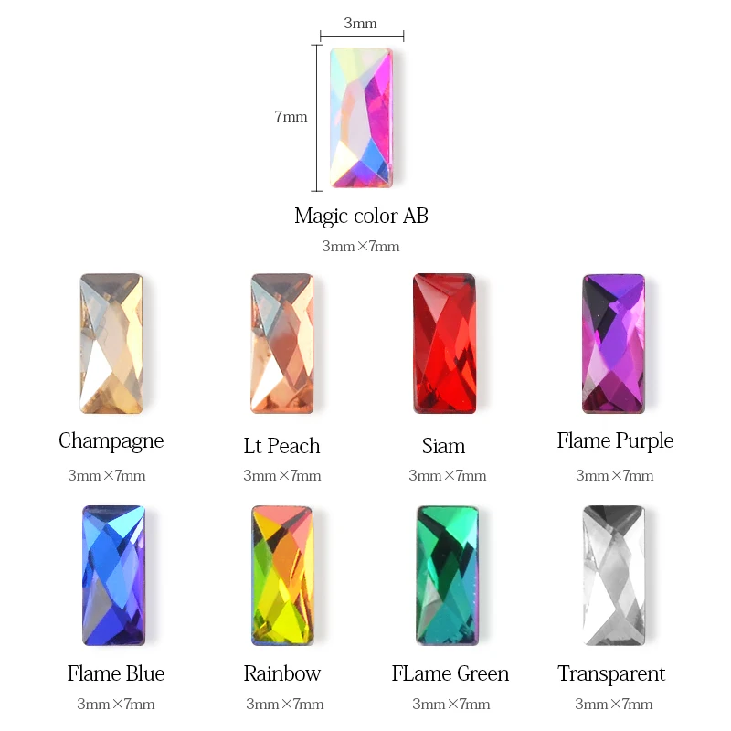 Новинка 10 шт./упак. блестящее прямоугольное стекло 3D Стразы для дизайна ногтей