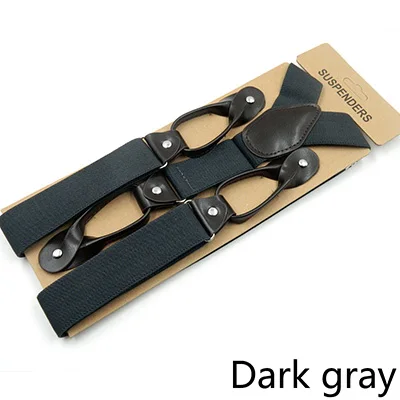 Dark gray Deepeel, 1 шт., 3,5*120 см, мужские подтяжки, повседневные, 6 зажимов, кнопки, ремень, высокое качество, для взрослых, кнопки, эластичная лента, подтяжки, аксессуары для костюма - Цвет: Dark gray