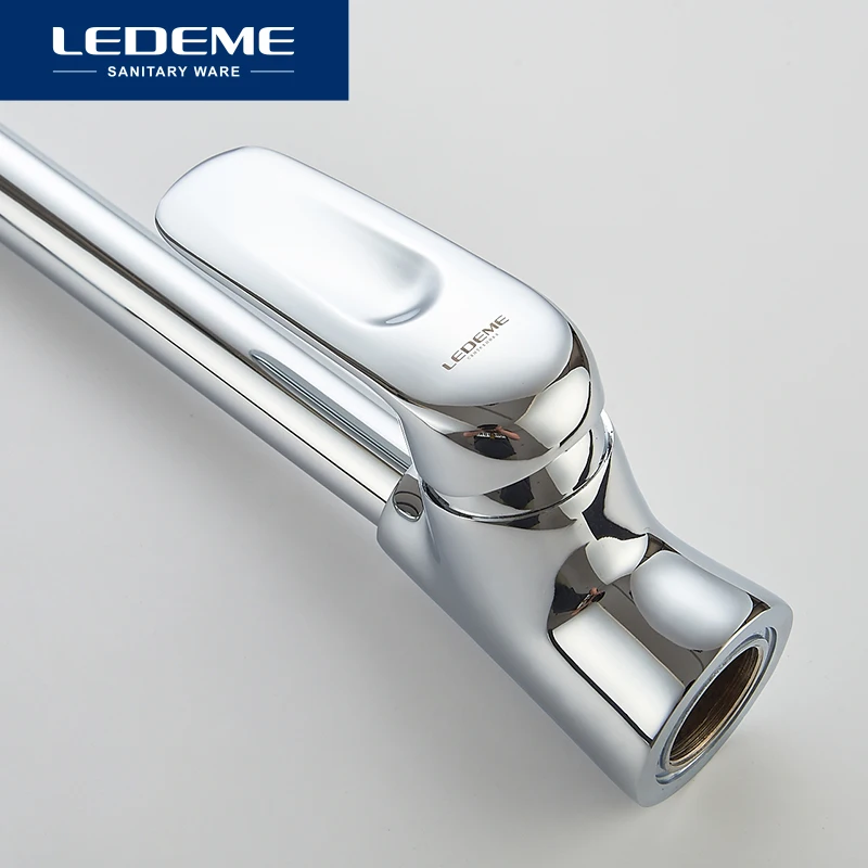 LEDEME Смеситель для кухни высокий с гайкой латунь Цвет: хром L4048