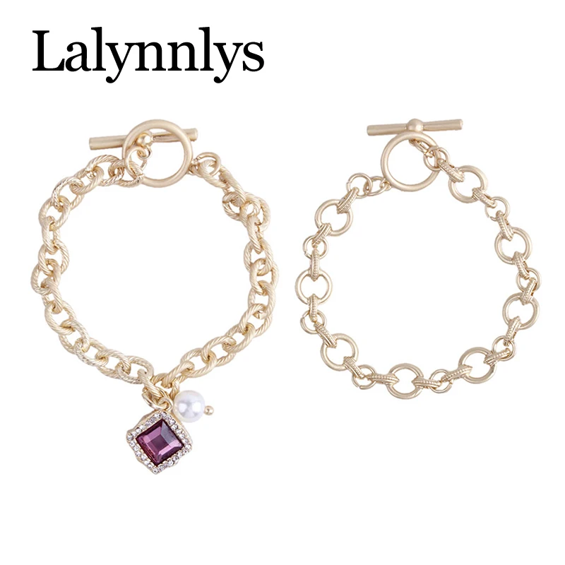 Lalynnlys золотого цвета ZA модное ожерелье женские Стразы Имитация жемчуга ожерелье с квадратной подвеской винтажное преувеличенное ювелирное изделие