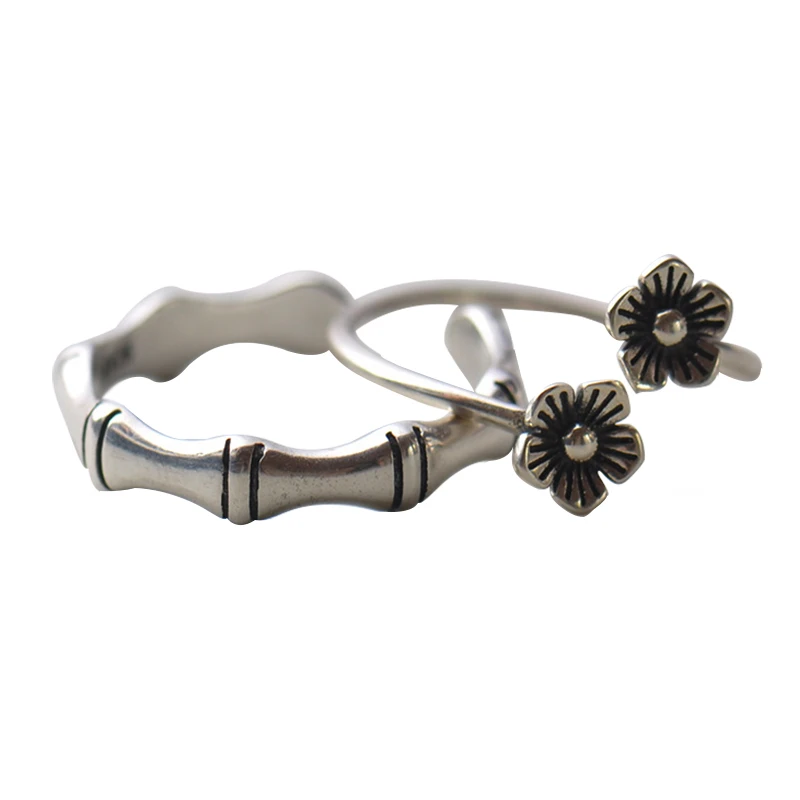 Богемные винтажные серебряные кольца с цветком сливы для женщин свадебные