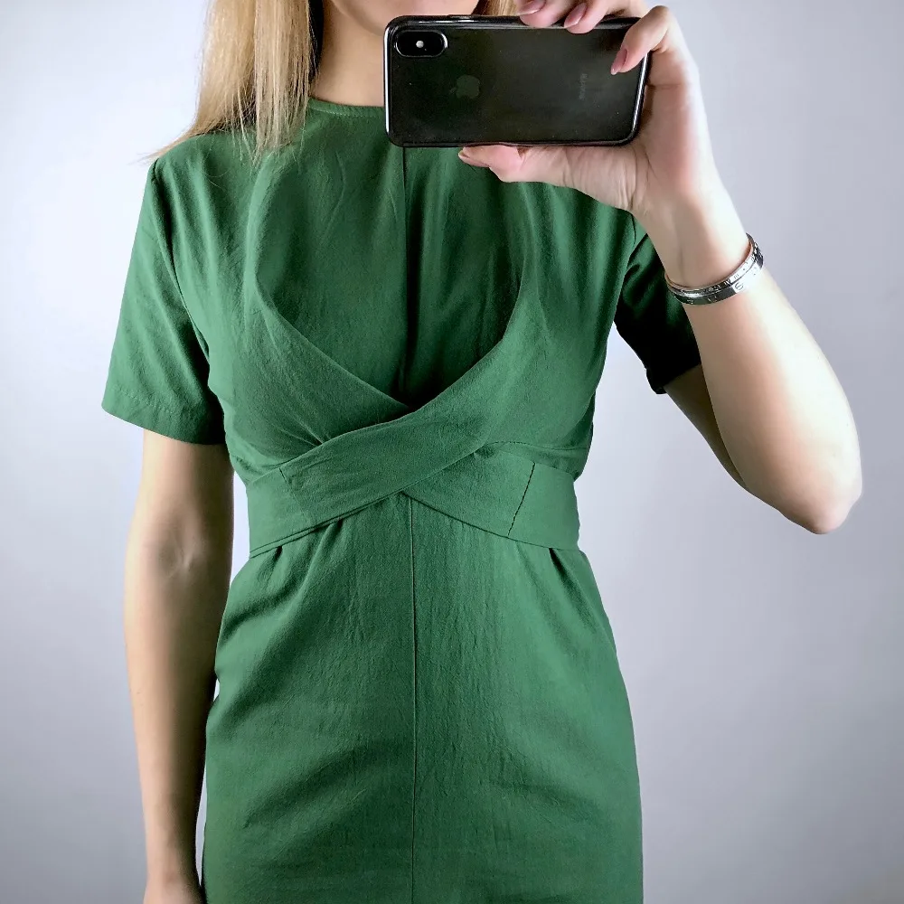 FATIKA, винтажное, элегантное, короткий рукав, на шнуровке, платье для женщин, одноцветное, длина до колена, платье, весна-лето, новая мода, свободные платья