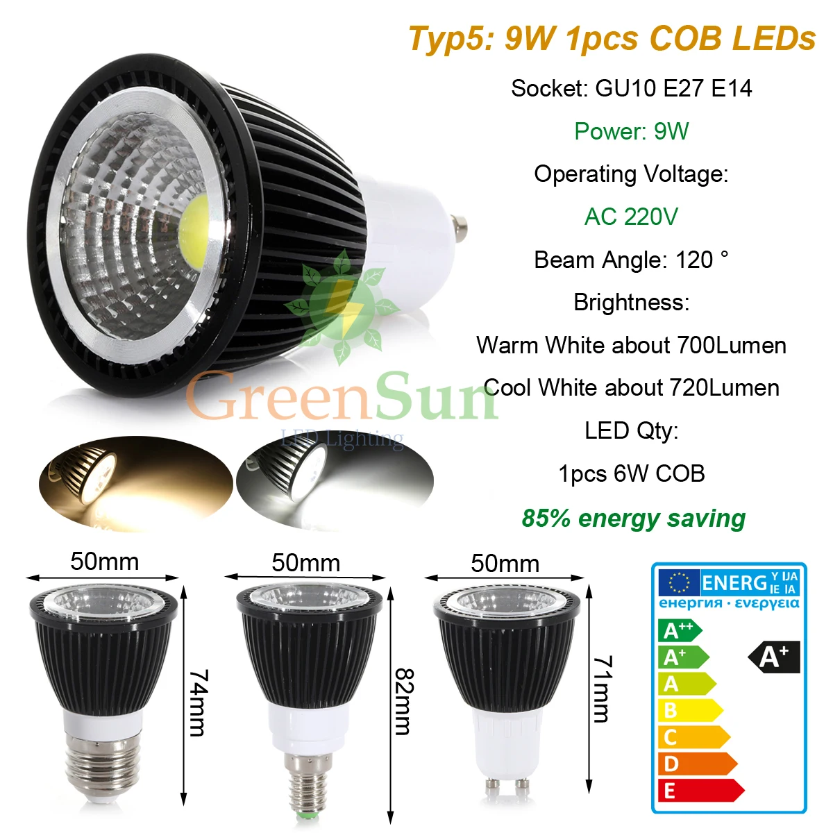 Лампа с регулируемой яркостью AC220V GU10/E14/E27 3W 5W LED COB прожектор лампа|lamp bulb|led cobspotlight
