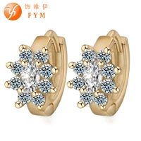 2016 cz plant flower hoop earrings gold color earring cubic zirconia earring trendy jewelry for women
