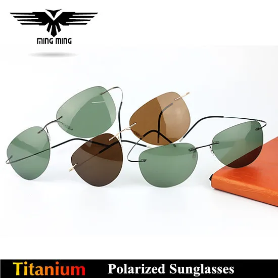 Марка Дизайнер Авиатор Очки Ультра Свет Силуэт Без Оправы Титан Поляризованные