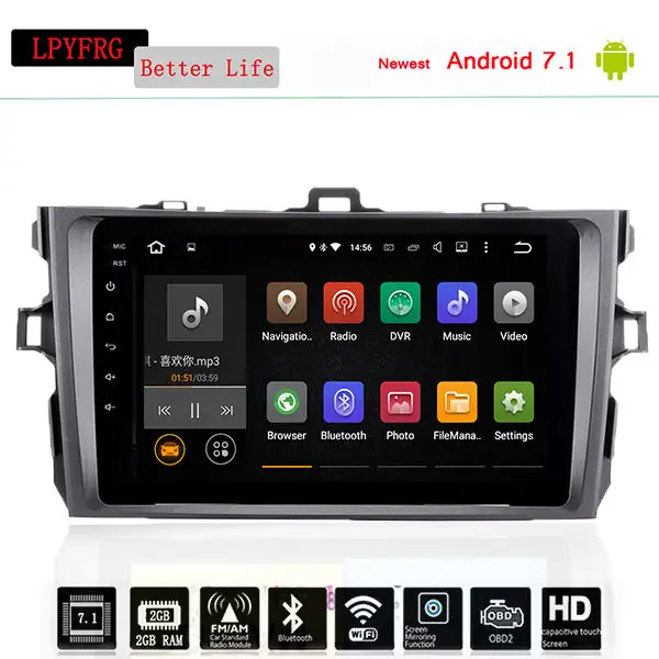Система GPS android 10 0 для Toyota corolla 2007-2011 DVD-плеер со стереозвуком Bluetooth радио AUX