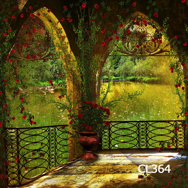 Фон для фотостудии из полиэстера с изображением озера скалы арки двери